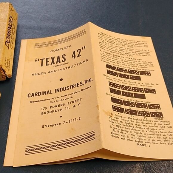 Vintage Marblelike Dominoes "Texas 42" Cardinal Industries Cottagecore Country - Picture 4 of 8